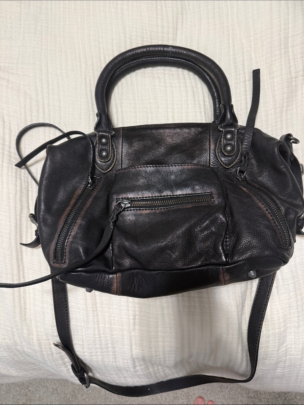 Free People Black Leather Satchel Bag - Picture 4 of 7